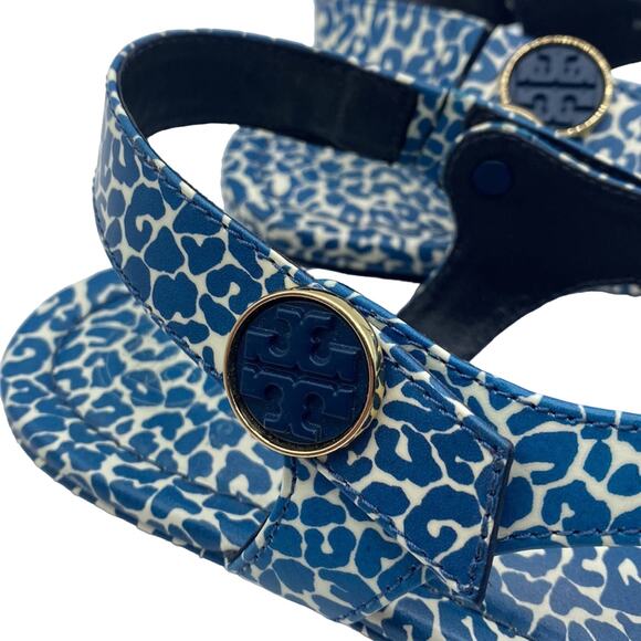 Tory Burch MINNIE TRAVEL THONG SANDAL IN TORY NAVY CLOUDED LEOPARD 9 - Picture 4 of 11